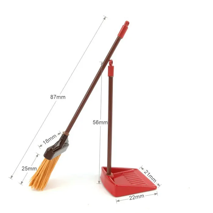 CJ Miniature Broom and Trash Shovel Dollhouse Kitchen Accessories Necklaces