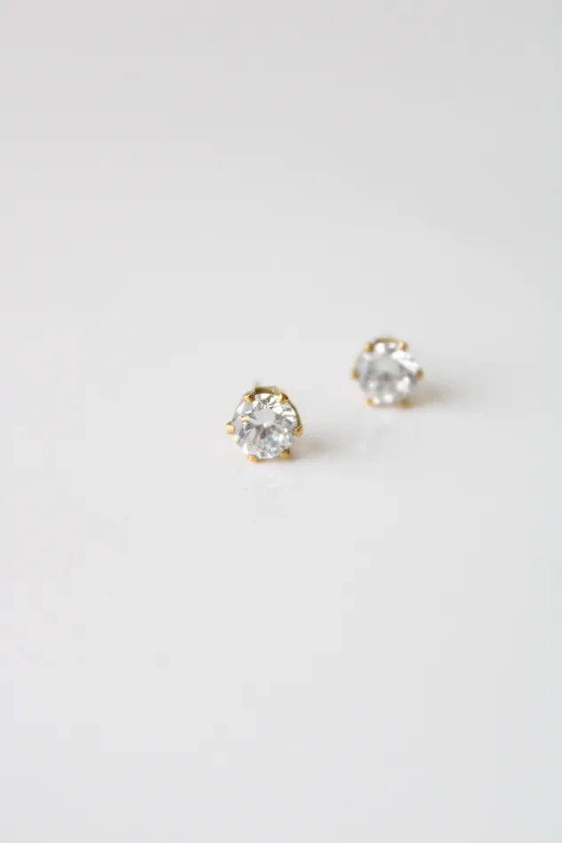 Earrings Jubilee Thrift 14KP Yellow Gold Clear Stone Earrings