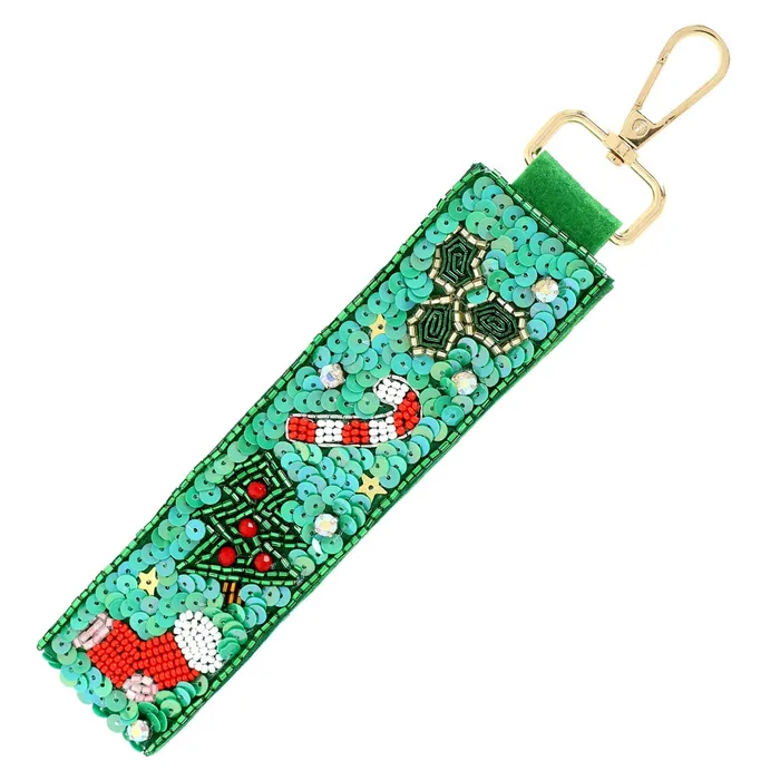 Necklaces Something Special LA GREEN CHRISTMAS THEMED JEWELED KEY CHAIN