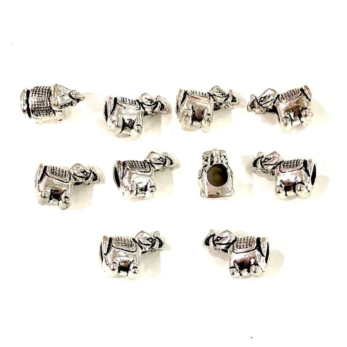 Peppy Beads Earrings Silver Elephant Pandora Charms 15x9 mm Silver Elephant Pandora Spacers 10 pcs in a pack