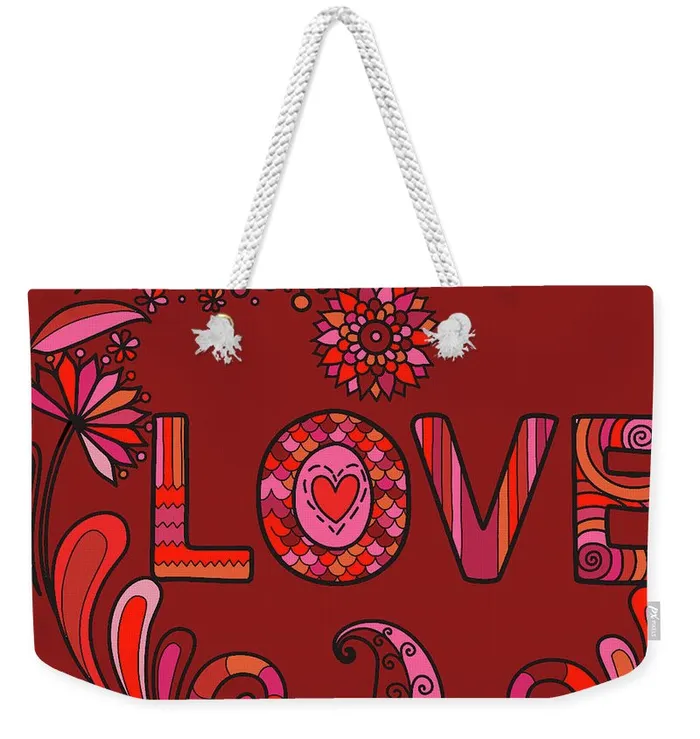Portraits by NC Necklaces Weekender Tote Bag Customizable Carryall Tote Bag Design Boho Love