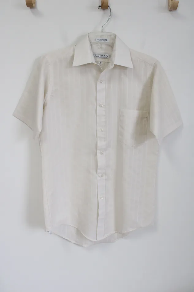 Van Heusen Earrings Editions By Van Heusen Cream Striped Button Down Shirt 14 12