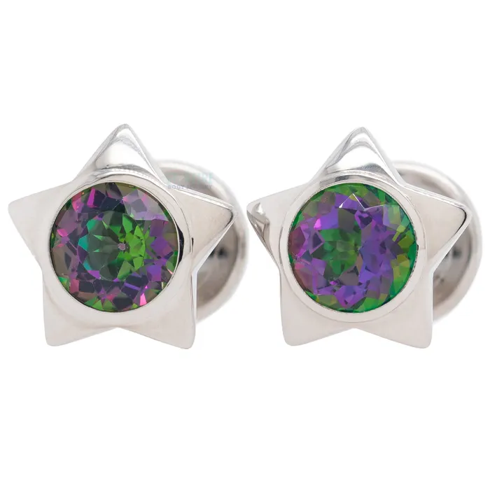 Anatometal Necklaces Gem Star Plugs with BrilliantCut Gem Genuine Mystic Topaz Anatometal Necklaces Gem Star Plugs with BrilliantCut Gem Genuine Mystic Topaz