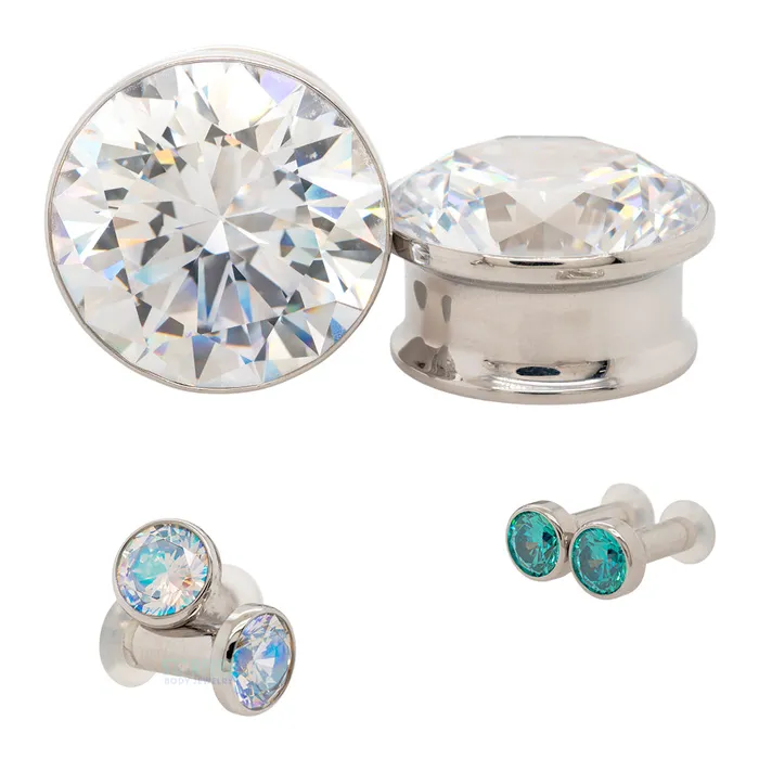 Anatometal Necklaces Single Gem BIG BLING Plugs Eyelets with BrilliantCut Gem Sapphire