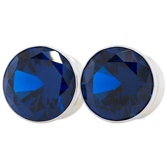 Anatometal Necklaces Single Gem BIG BLING Plugs Eyelets with BrilliantCut Gem Sapphire