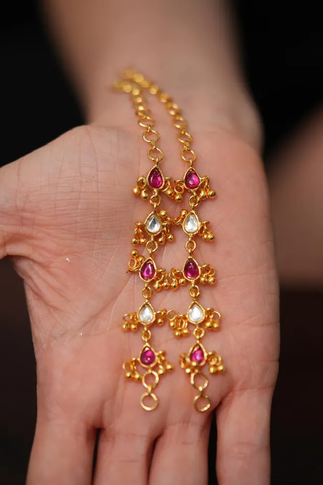 attrangi1 Earrings Polki Ear Chain attrangi1 Earrings Polki Ear Chain