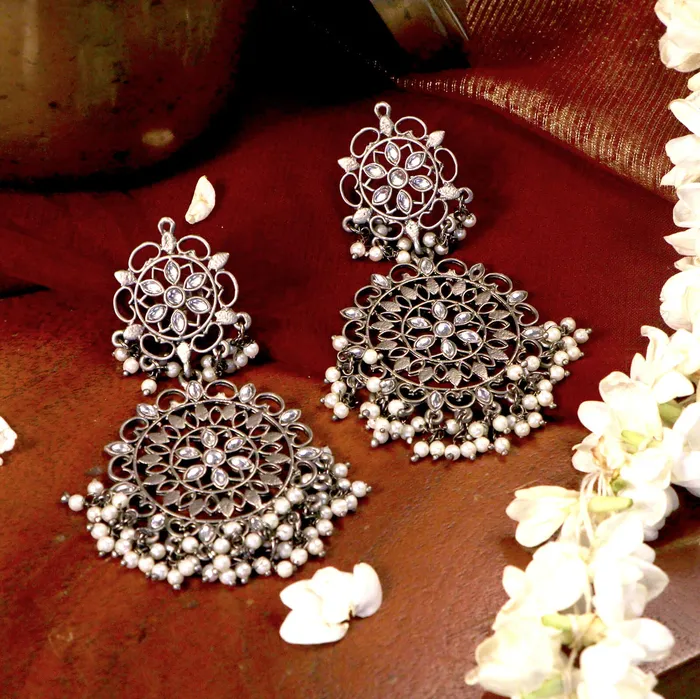 Earrings Swati Silver Oxidized Filigree Statement Earrings Teejh Earrings Swati Silver Oxidized Filigree Statement Earrings Teejh