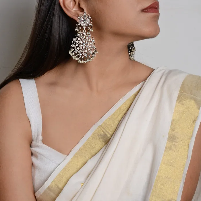 Earrings Swati Silver Oxidized Filigree Statement Earrings Teejh Earrings Swati Silver Oxidized Filigree Statement Earrings Teejh