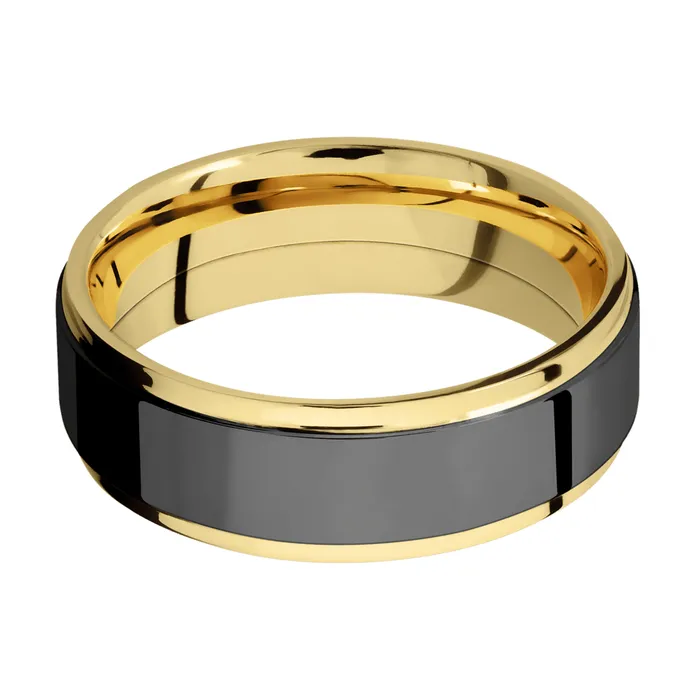 Rings Lashbrook 14K Yellow Gold Band with Zirconium Inlay