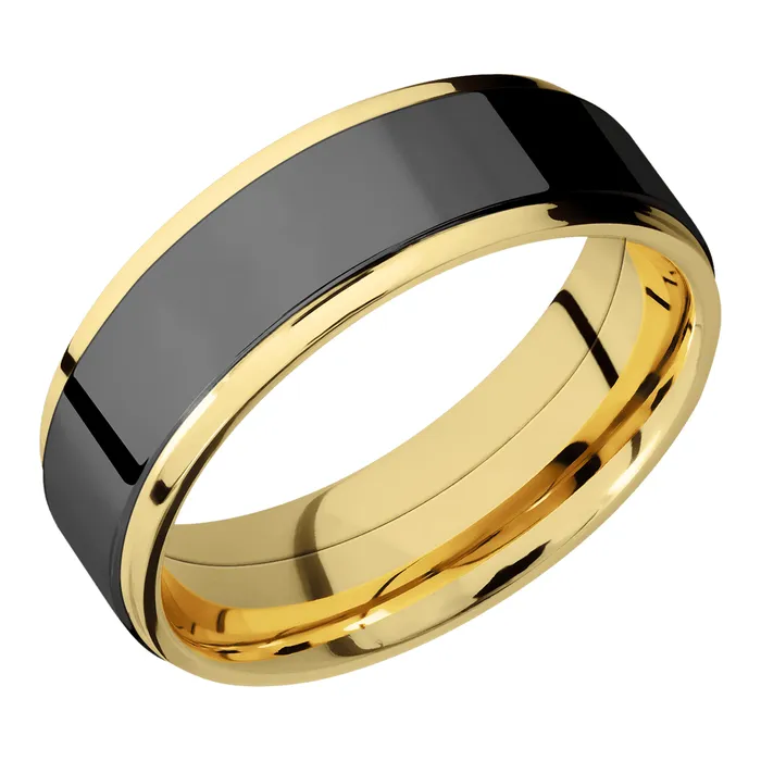 Rings Lashbrook 14K Yellow Gold Band with Zirconium Inlay Rings Lashbrook 14K Yellow Gold Band with Zirconium Inlay