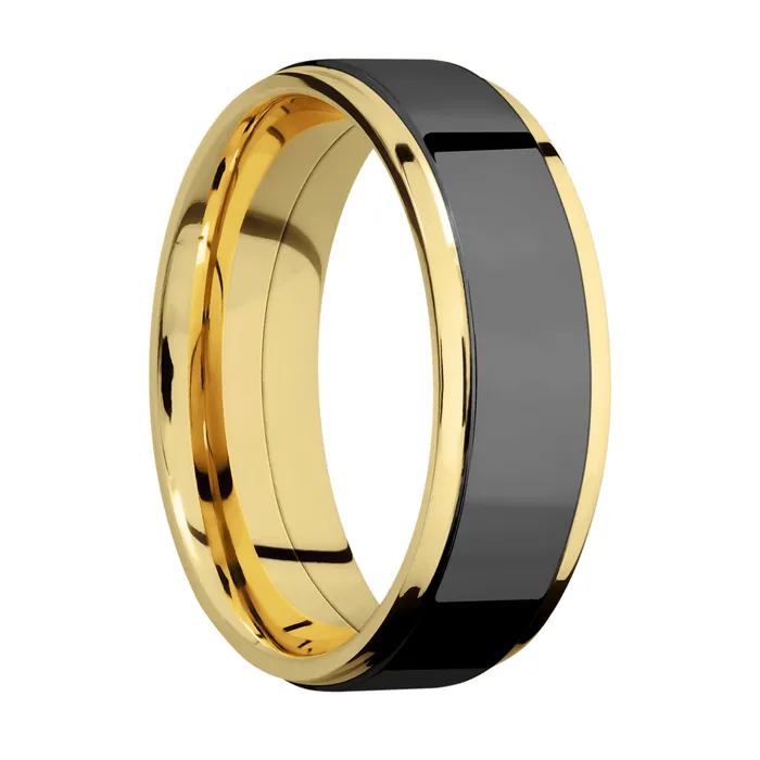 Rings Lashbrook 14K Yellow Gold Band with Zirconium Inlay Rings Lashbrook 14K Yellow Gold Band with Zirconium Inlay