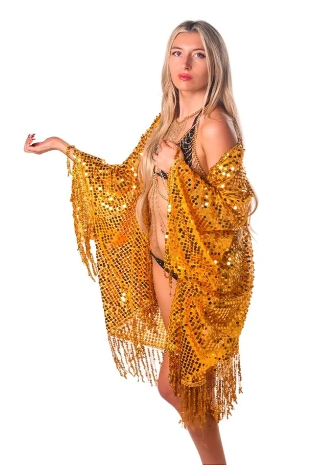 Sequin Tassel Kimono Amber Gold THE LUMI SHOP PreStyled Sets