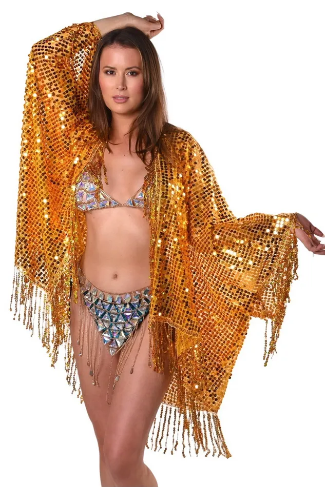 Sequin Tassel Kimono Amber Gold THE LUMI SHOP PreStyled Sets