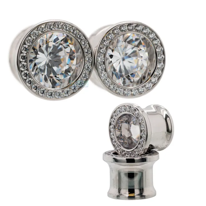 Super Gemmed BIG BLING Plugs Eyelets with BrilliantCut Gems Green Anatometal Necklaces