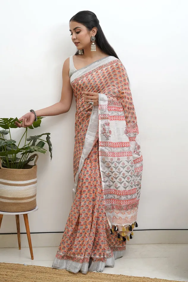Teejh Earrings Teejh Urmila Linen Saree