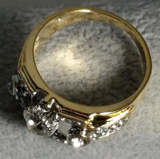 01 Rings R693 Gold Multi Rhinestone Ring