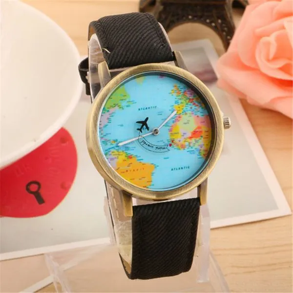 01 Rings W108 Black Band Globe Collection Quartz Watch