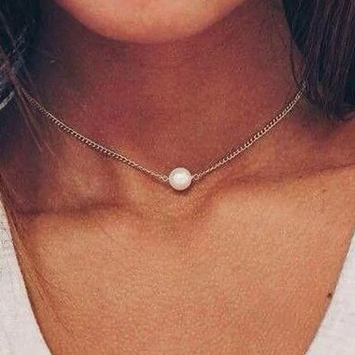 021 N1099 Silver Single Pearl Necklace with FREE Earrings Necklaces