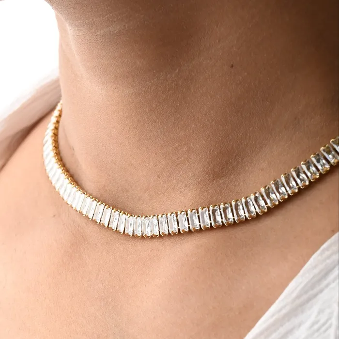 18K GoldFilled Baguette Gold Tennis Necklace Jewelvers Necklaces 18K GoldFilled Baguette Gold Tennis Necklace Jewelvers Necklaces