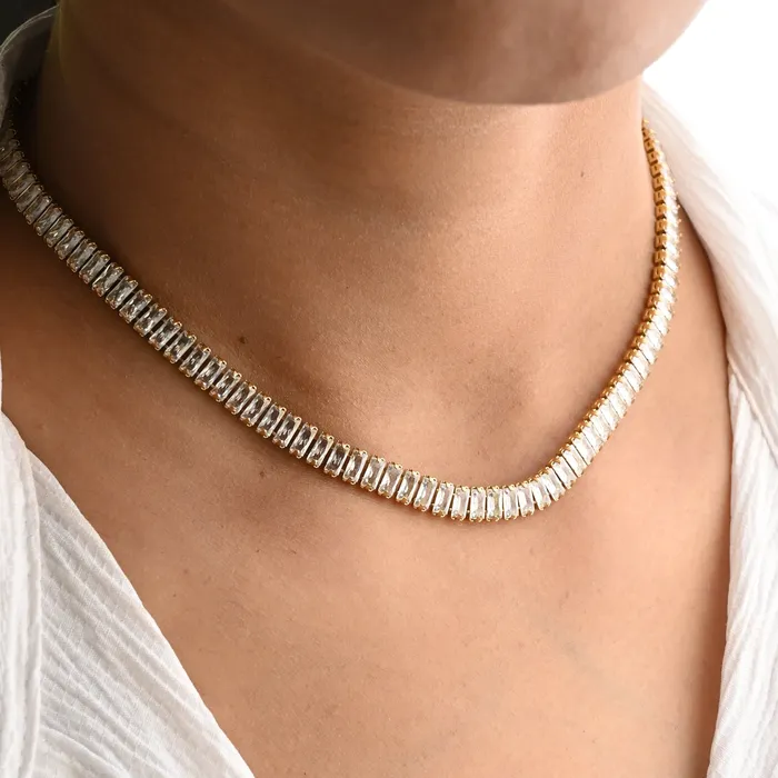 18K GoldFilled Baguette Gold Tennis Necklace Jewelvers Necklaces 18K GoldFilled Baguette Gold Tennis Necklace Jewelvers Necklaces