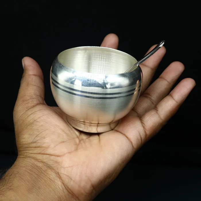 999 fine silver handmade small baby bowl and spoon set silver tumbler flask stay babykids healthy silver vessels utensils sv170 TRIBAL ORNAMENTS Rings