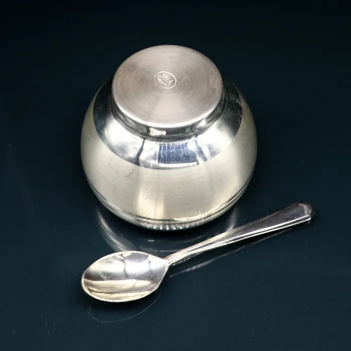 999 fine silver handmade small baby bowl and spoon set silver tumbler flask stay babykids healthy silver vessels utensils sv170 TRIBAL ORNAMENTS Rings