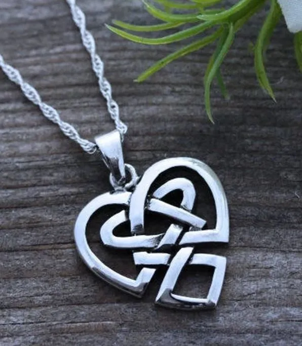 AZ835 Silver Celtic Heart Necklace with FREE EARRINGS alice Necklaces