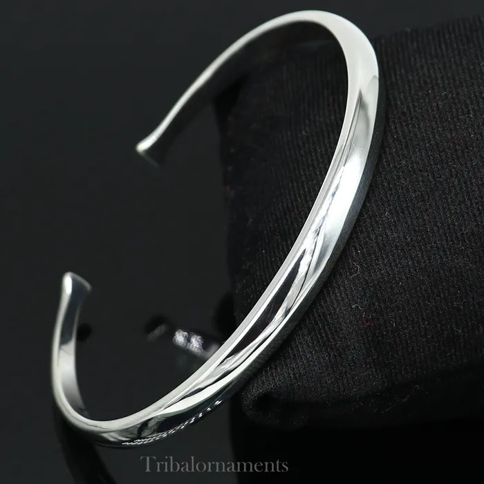 Bracelets Plain shiny solid 925 sterling silver handmade adjustable cuff bangle bracelet unsex gifting jewelry solid shiny bracelet nsk378 TRIBAL ORNAMENTS