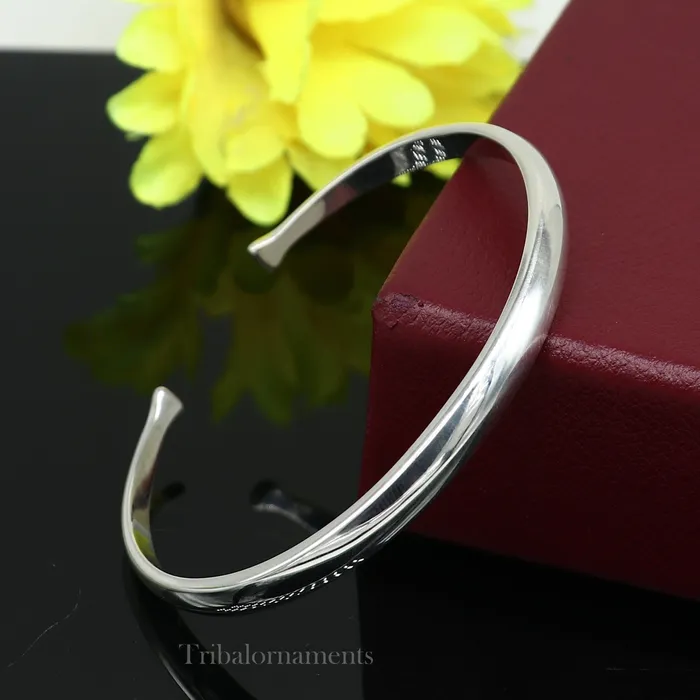 Bracelets Plain shiny solid 925 sterling silver handmade adjustable cuff bangle bracelet unsex gifting jewelry solid shiny bracelet nsk378 TRIBAL ORNAMENTS