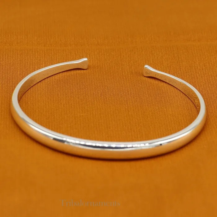 Bracelets Plain shiny solid 925 sterling silver handmade adjustable cuff bangle bracelet unsex gifting jewelry solid shiny bracelet nsk378 TRIBAL ORNAMENTS