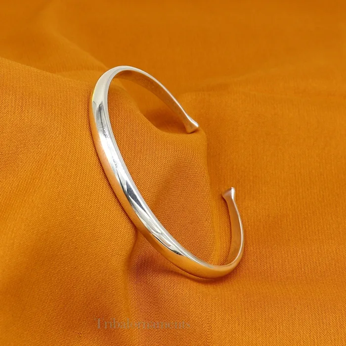 Bracelets Plain shiny solid 925 sterling silver handmade adjustable cuff bangle bracelet unsex gifting jewelry solid shiny bracelet nsk378 TRIBAL ORNAMENTS