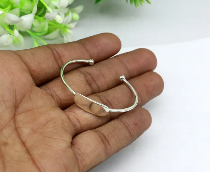 Bracelets TRIBAL ORNAMENTS 925 sterling silver exclusive plain bright design new born baby bangle kada baby bracelet kada best gift for your baby from india nbbk222