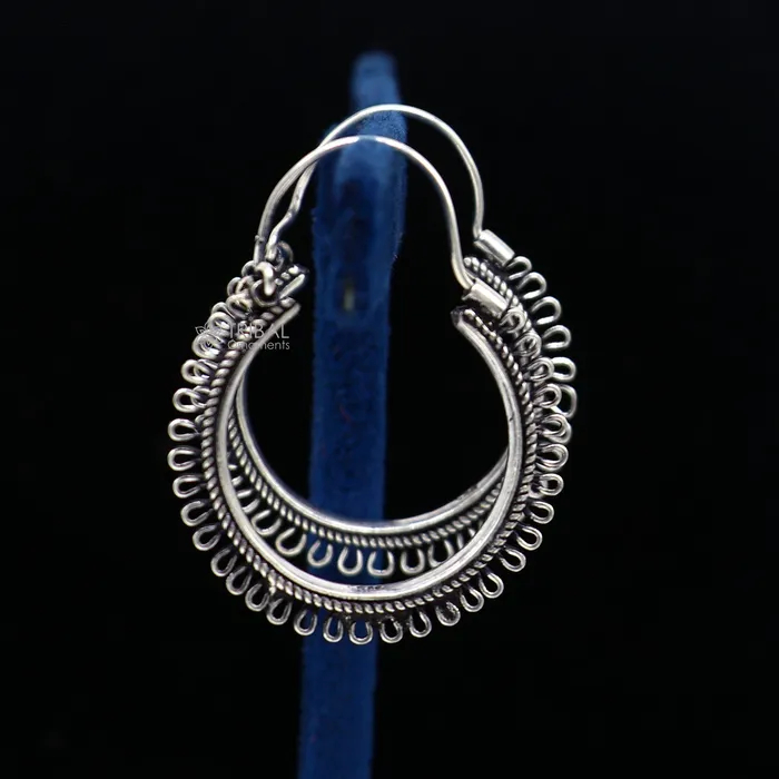 Earrings TRIBAL ORNAMENTS 925 sterling silver gorgeous Unique round design hoops hanging earrings fabulous silver ethnic tribal functional earrings jewellery s1263