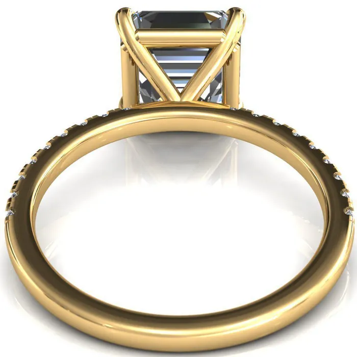 Fire Brilliance Rings Alessandra Asscher Moissanite 4 Claw Prong Diamond Accent Engagement Ring