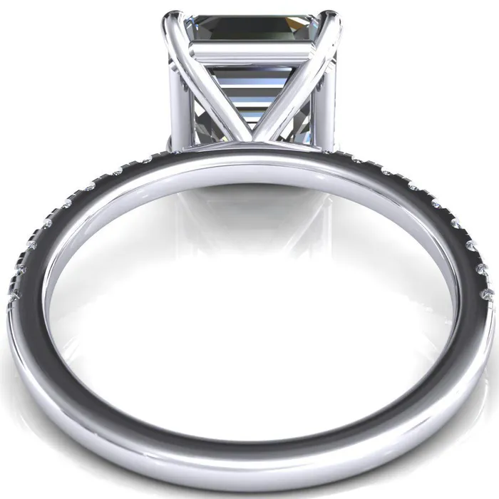 Fire Brilliance Rings Alessandra Asscher Moissanite 4 Claw Prong Diamond Accent Engagement Ring