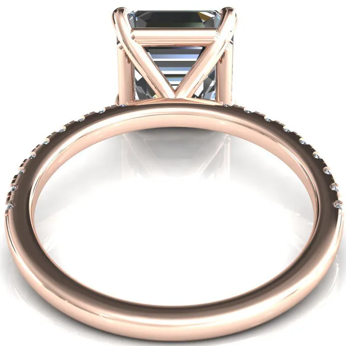 Fire Brilliance Rings Alessandra Asscher Moissanite 4 Claw Prong Diamond Accent Engagement Ring
