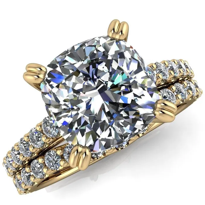 Fire Brilliance Rings Marnie Cushion Center Stone 4 Double Prong Diamond Cathedral Ring Fire Brilliance Rings Marnie Cushion Center Stone 4 Double Prong Diamond Cathedral Ring