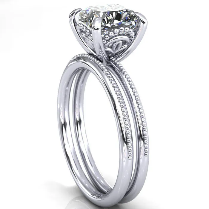 Fire Brilliance Rings Sunny Day Cushion Center Stone Simple Flower With Rainbow Engagement Ring