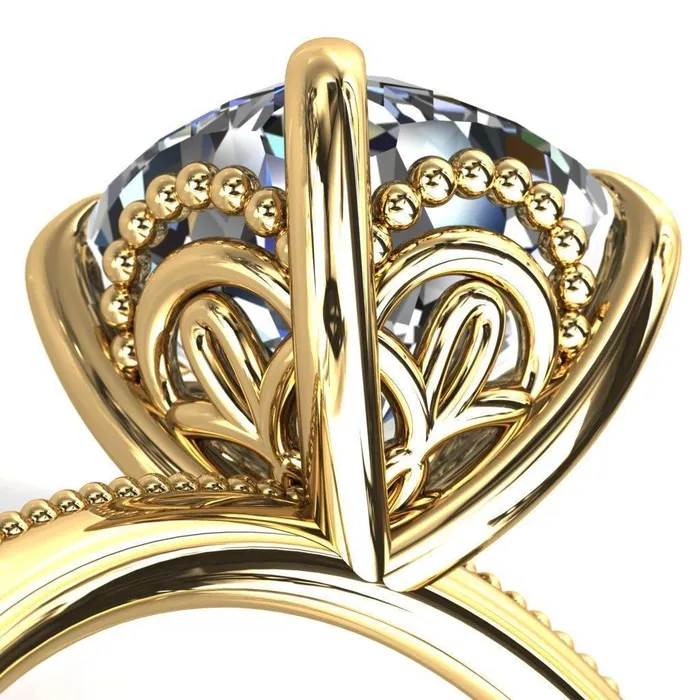 Fire Brilliance Rings Sunny Day Cushion Center Stone Simple Flower With Rainbow Engagement Ring