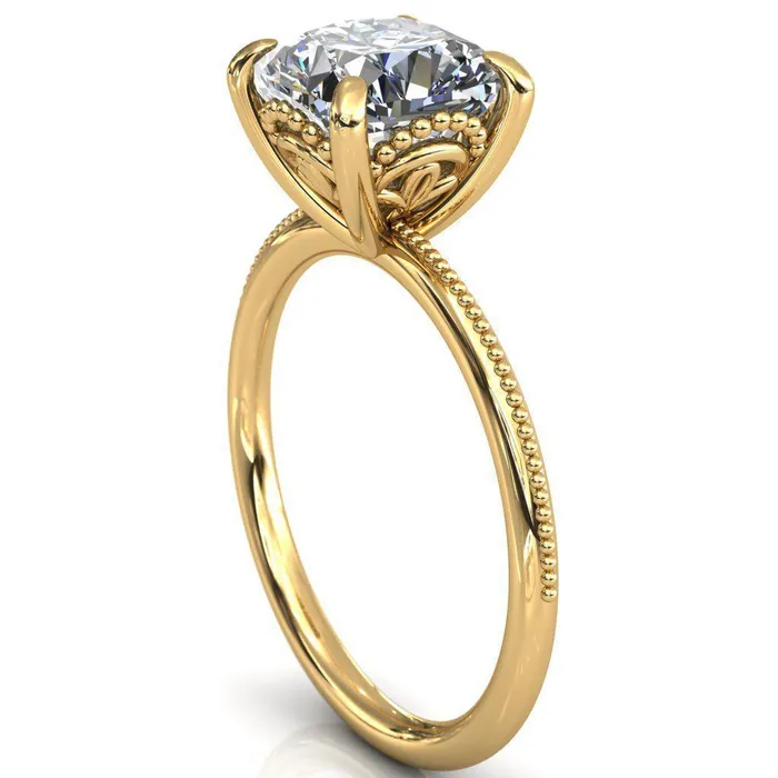 Fire Brilliance Rings Sunny Day Cushion Center Stone Simple Flower With Rainbow Engagement Ring