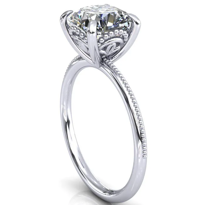 Fire Brilliance Rings Sunny Day Cushion Center Stone Simple Flower With Rainbow Engagement Ring