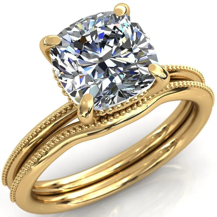 Fire Brilliance Rings Sunny Day Cushion Center Stone Simple Flower With Rainbow Engagement Ring