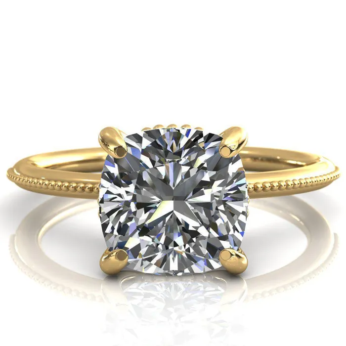 Fire Brilliance Rings Sunny Day Cushion Center Stone Simple Flower With Rainbow Engagement Ring