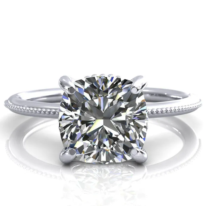 Fire Brilliance Rings Sunny Day Cushion Center Stone Simple Flower With Rainbow Engagement Ring