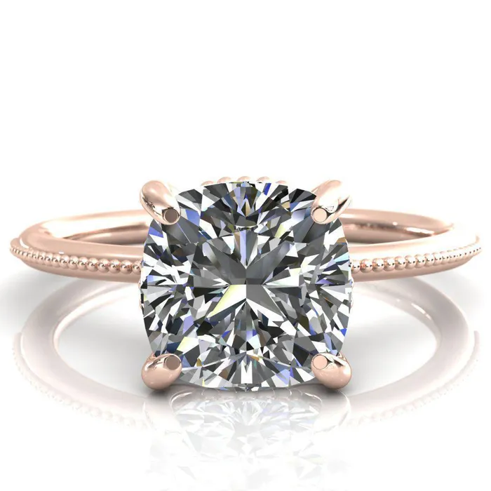 Fire Brilliance Rings Sunny Day Cushion Center Stone Simple Flower With Rainbow Engagement Ring