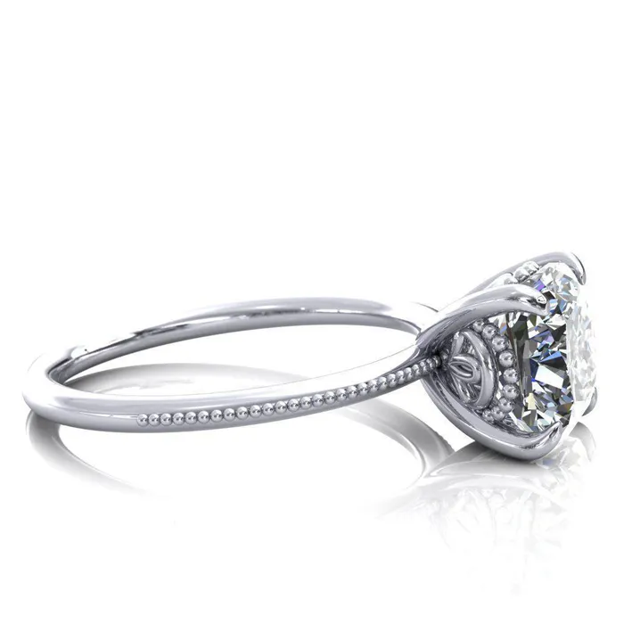 Fire Brilliance Rings Sunny Day Cushion Center Stone Simple Flower With Rainbow Engagement Ring