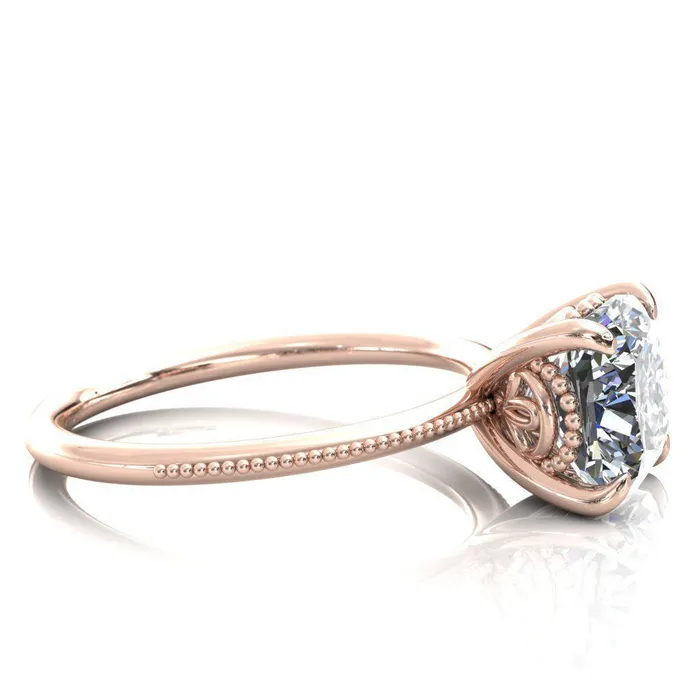 Fire Brilliance Rings Sunny Day Cushion Center Stone Simple Flower With Rainbow Engagement Ring