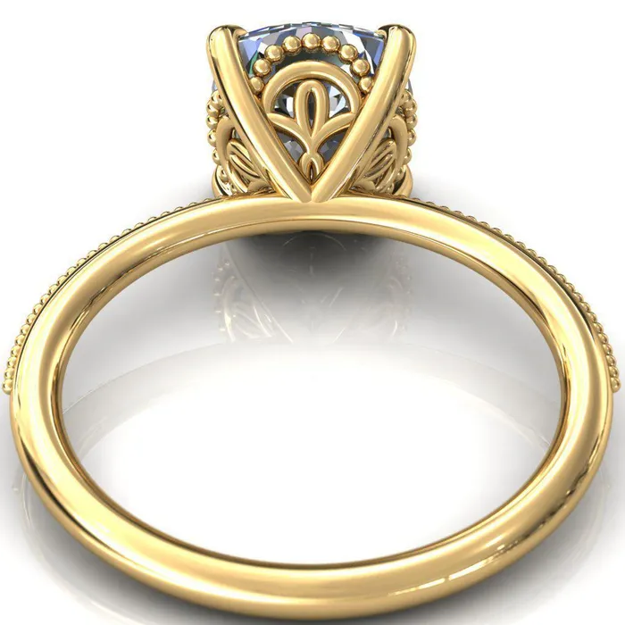 Fire Brilliance Rings Sunny Day Cushion Center Stone Simple Flower With Rainbow Engagement Ring