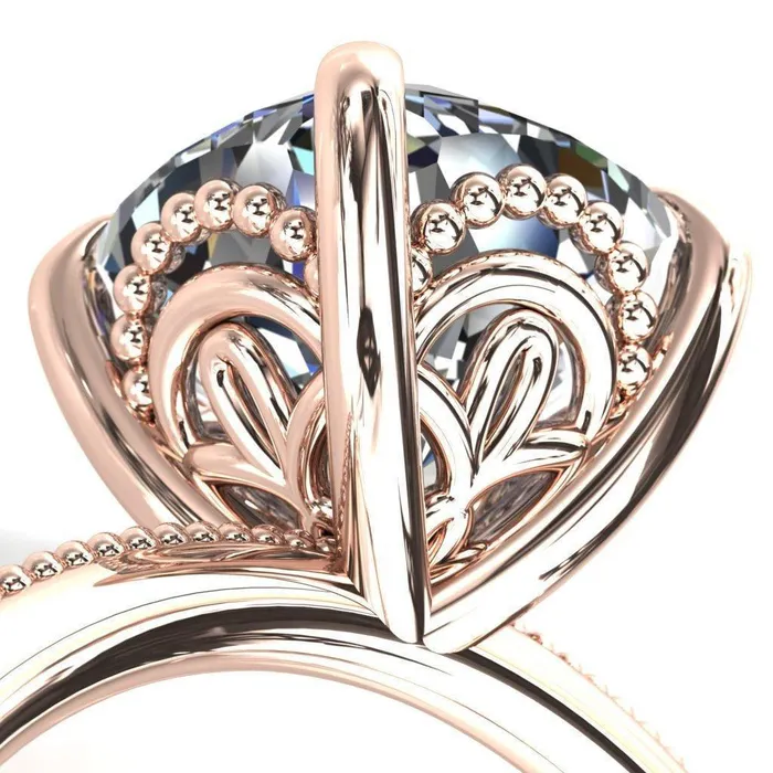 Fire Brilliance Rings Sunny Day Cushion Center Stone Simple Flower With Rainbow Engagement Ring