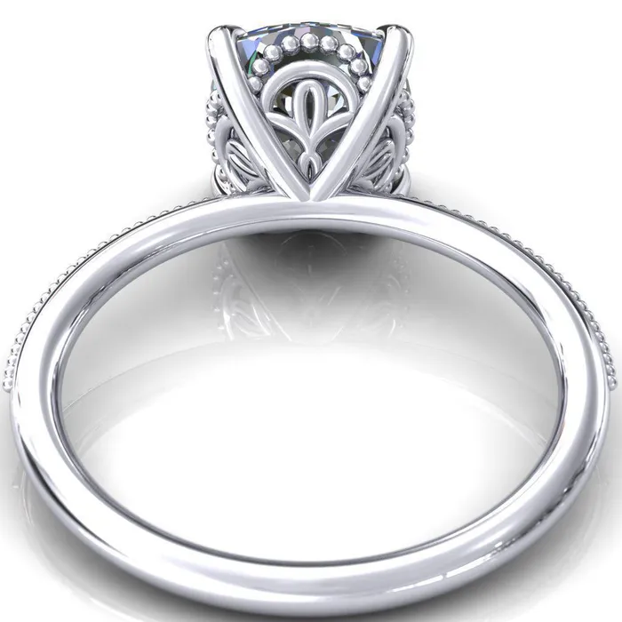 Fire Brilliance Rings Sunny Day Cushion Center Stone Simple Flower With Rainbow Engagement Ring